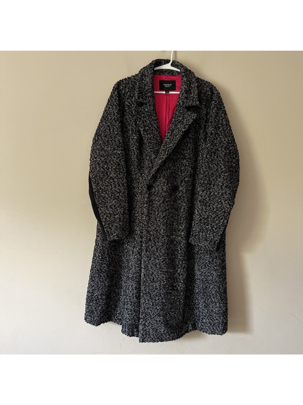 Torrid Plaid Pea Coat Women’s Plus Size 2 Black White